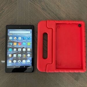Amazon Fire HD8- 8th generation tablet with a separate 128 micro SD card & case